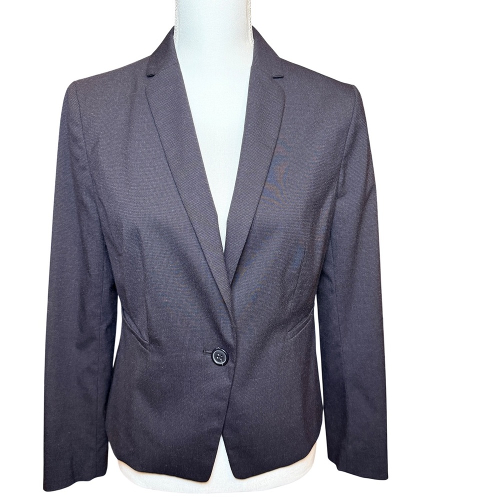 Ann Taylor Size 10P Petite Navy Blue Blazer Jacket 2 Pocket One Button Style